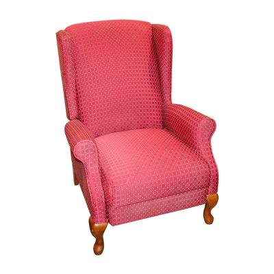 Red and Gold Patterned Wingback Recliner