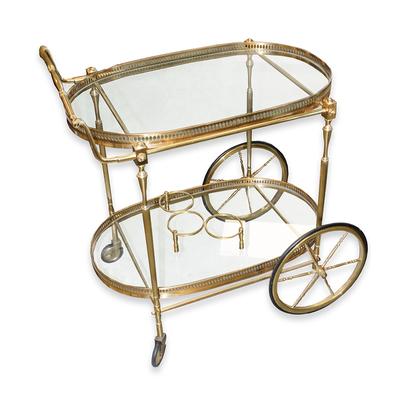 Vintage French Brass Bar Cart 