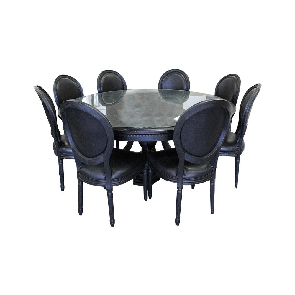  Restoration Hardware St.James Dining Table With 8 French Round Back Dining Chairs