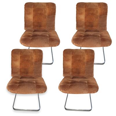 4 Roche Bobois Suede Cantilever Chairs 