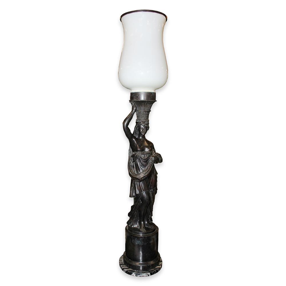  Bronze Statue Hurricane Style Lamp