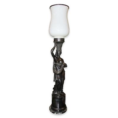 Bronze Statue Hurricane Style Lamp