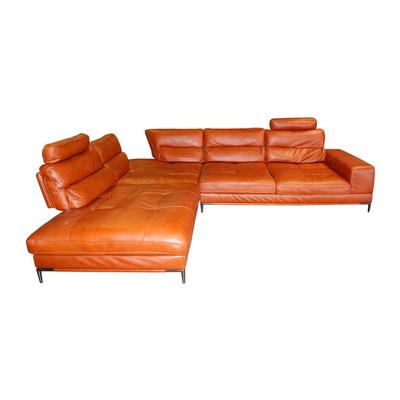 Living Spaces Modern Brown Leather Sectional
