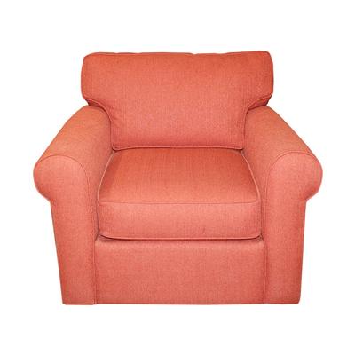 Jonathan Louis Red Fabric Swivel Armchair
