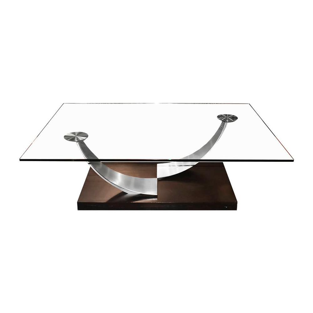  Modern Glass Top Coffee Table With Chrome Pedestal Base