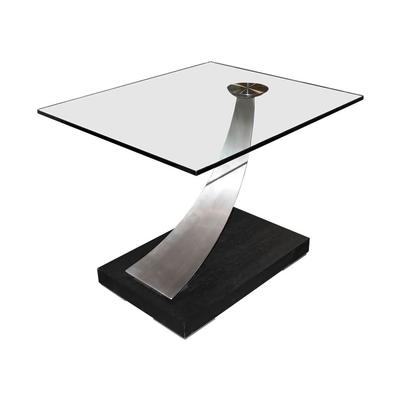 Modern Glass Top End Table With Chrome Pedestal Base