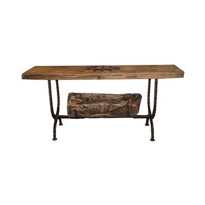 Rustic Log Console Iron Base Table