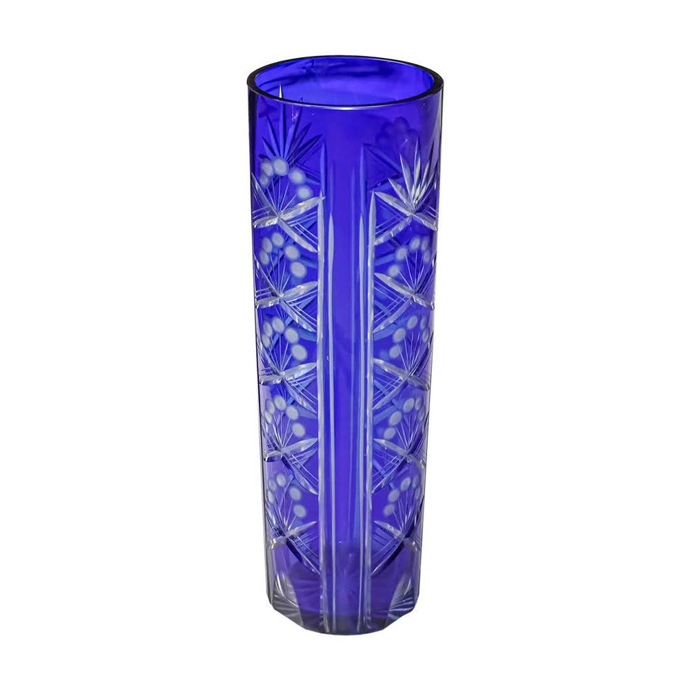 Cobalt Blue Vintage Cut Crystal Vase