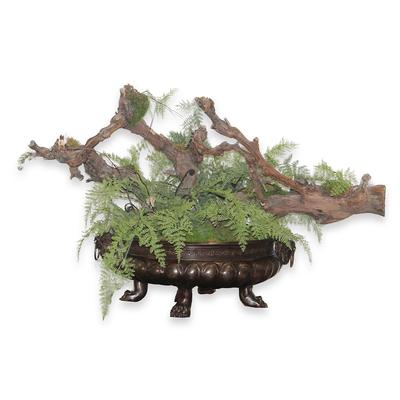 Faux Tree in Brass Footed Bowl 
