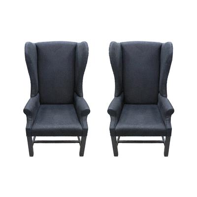 2 Piece Black Wingback Chairs 
