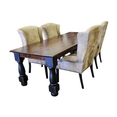 Ethan Allen Plank Dining Table and 4 Suede Chairs 