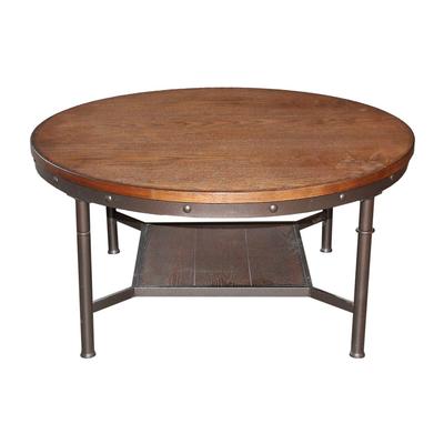 Round Faux Wood Tiered Coffee Table