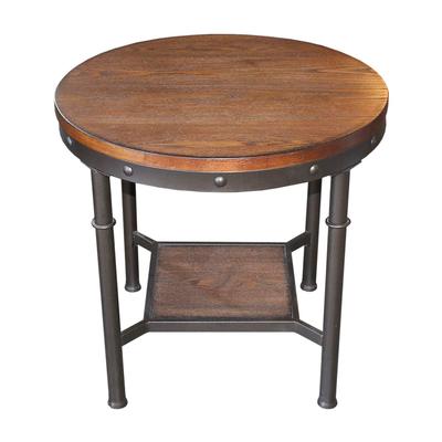 Round Faux Wood Tiered End Table