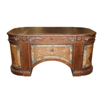 Classically Styled Oval Executive Desk with Leather Inset