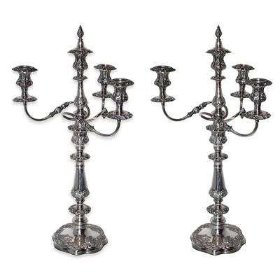 Pair Silver Plated Victorian Candle Holder 