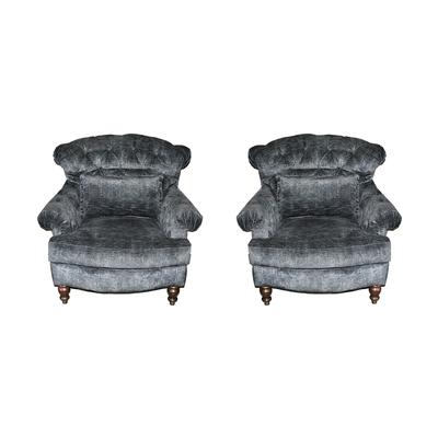 Pair of Rolled Arm & Back Tufted Chairs