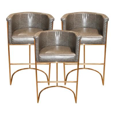 3 Glam Bar Stools with Gold Frame