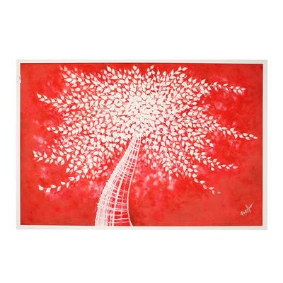 Red and White Flower Painting