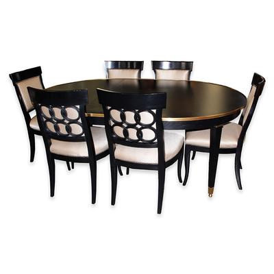 Guy Chaddock 8 Piece Black and Antique Brass Dining Set 