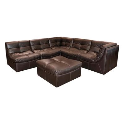 6 Piece Roche Bobois Leather Sectional with Ottoman