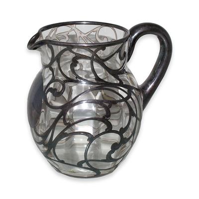 Art Nouveau Silver Glass Pitcher 