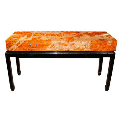 2 Drawer Carved Inlay Asian Style Entry Table