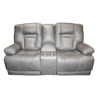 Grey Leather Double Power Recliner