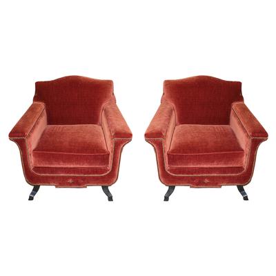 Pair of Vintage Guglielmo Ulrich Velvet Chairs