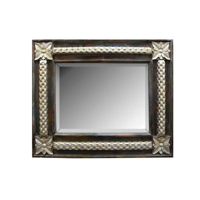 Rustic Wood Mirror with Silver Leaf Detail