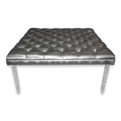 Silver Square Ottoman with Acrylic Legs