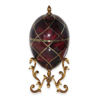 Maitland-Smith Red and Brass Inlay Egg