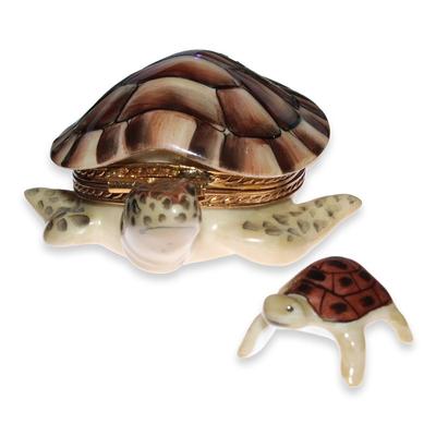 Limoges Sea Turtle Trinket Box