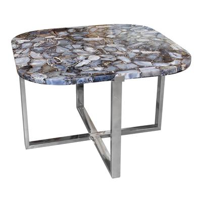 Crate and Barrel Blue Onyx Coffee table with Chrome Base