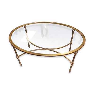 Gold Rim Oval Glass Top Coffee Table 