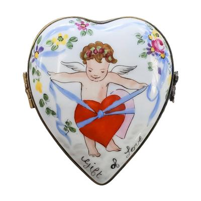  Limoges Heart Box with Angel