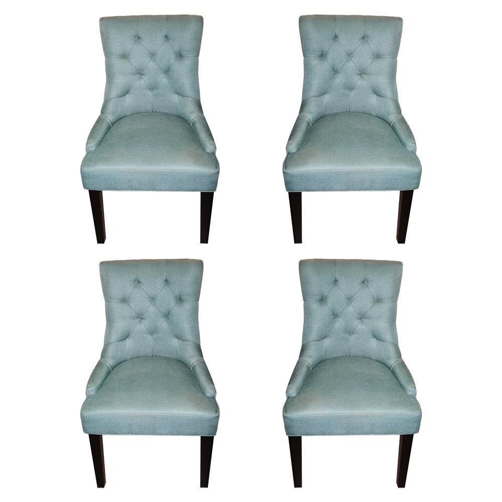  Set Of 4 Teal Dining Chairs