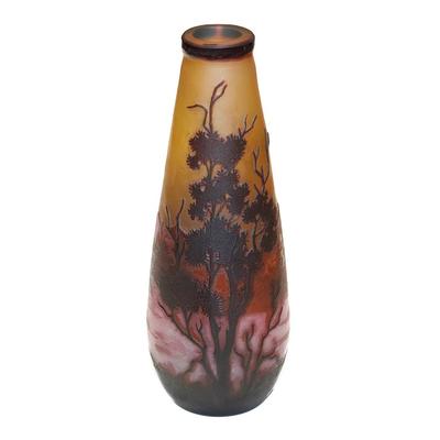 Emile Galle Etched Glass Landscape Vase