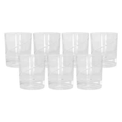 Set of 7 Kosta Boda Line Clear Crystal Cocktail Glasses