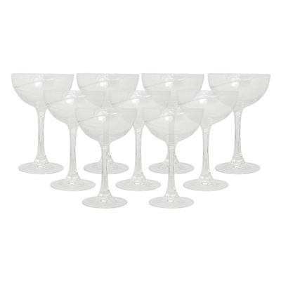 Set of 9 Kosta Boda Line Clear Crystal Martini Stems