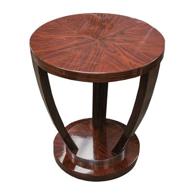 Round Lacquered Wood End Table