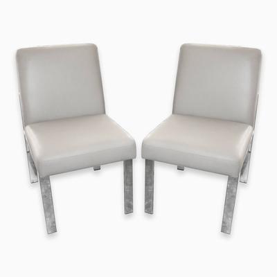 Pair William Sonoma Mercer Grey Leather Chairs