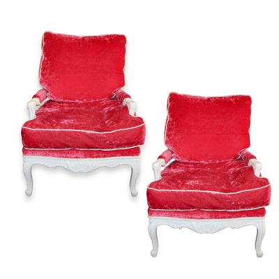 Pair of Pink Velvet Accent Chairs 