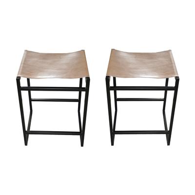 Pair of Pottery Barn Leather Stools