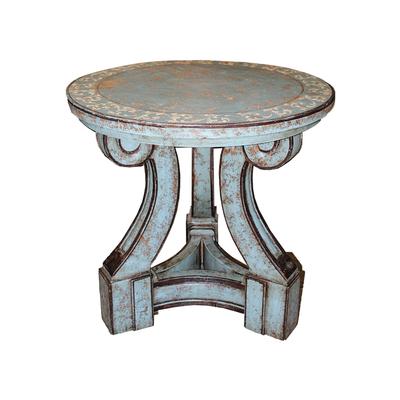Round Stenciled Wood Table