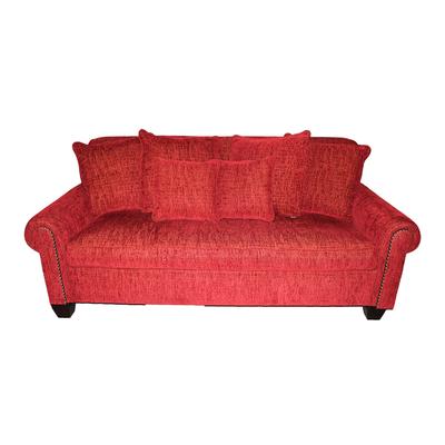 Red Bench Seat Sofa Nailhead Trim