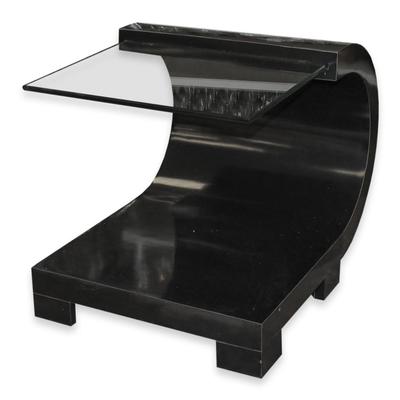 Black Waterfall Lacquered Table with Glass