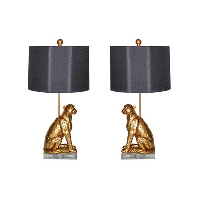 Pair of Z. Gallerie Gold Jaguar Lamps