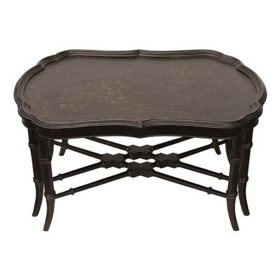 Ethan Allen Black Floral Accent Coffee Table
