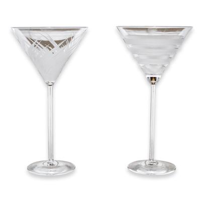 Set of 2 Salviati Etched Martini Glasses