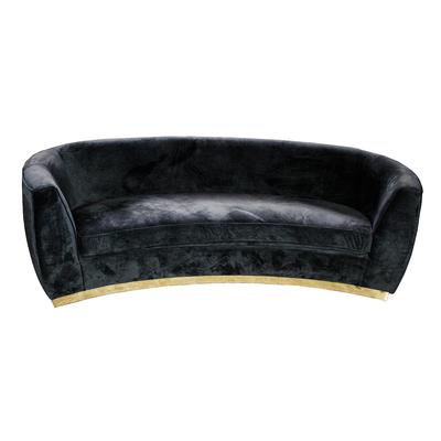 Curved Velvet Sofa with Brass Accents